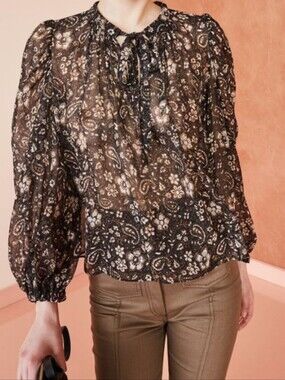 Ulla Johnson Carmine Blouse in Forest Silk Size 4